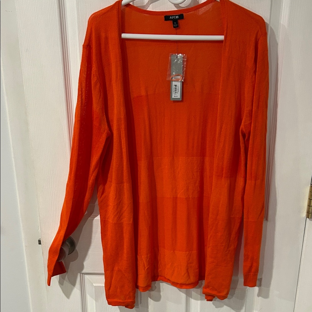 Apt. 9 Women's Vibrant Orange Open-Front Cardigan